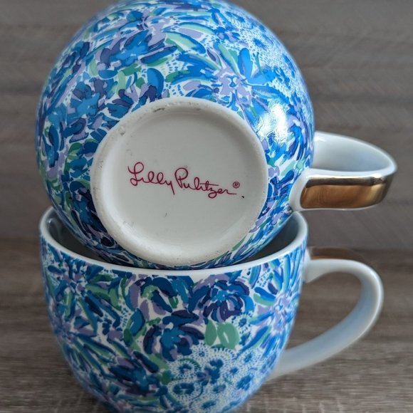 LILLY Pulitzer "High Maintenance" Set of 2 Ceramic Mugs - Picture 4 of 6
